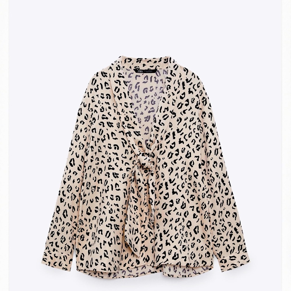 Zara satin effect animal print blouse. Xl